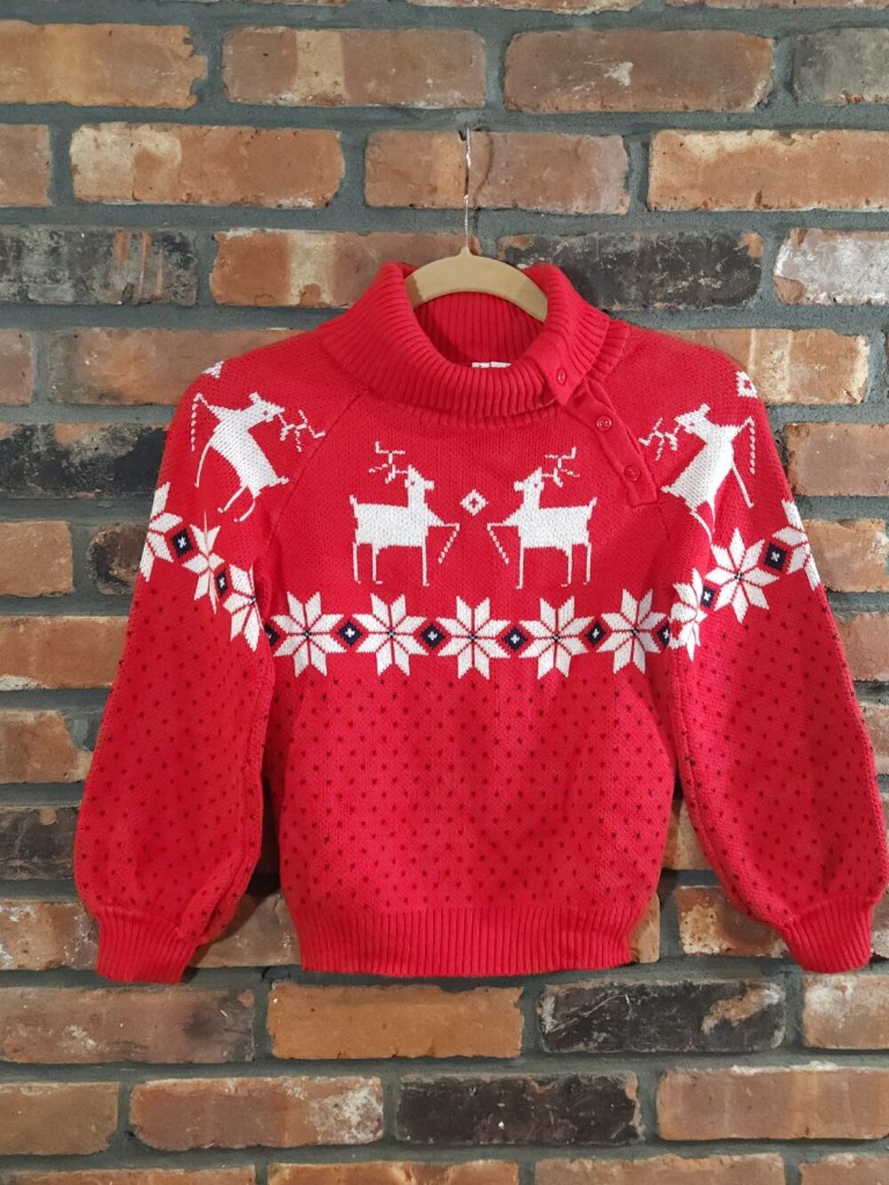 Janie and Jack Turtleneck Fair Isle Reindeer Sweater Christmas Holiday Girls' 10 - Picture 3 of 8